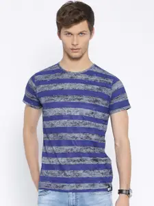MTV Navy  Grey Striped Pure Cotton T-shirt