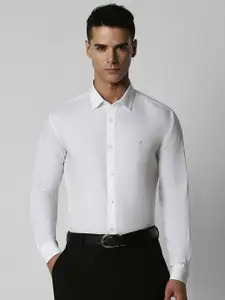 V Dot Men White Slim Fit Solid Casual Shirt