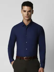 V Dot Men Navy Blue Slim Fit Solid Casual Shirt