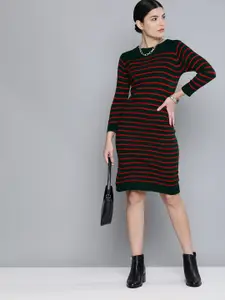 Chemistry Green & Red Striped Acrylic Jumper Dress