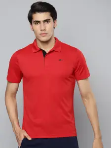 Reebok Men Red Brand Logo Polo Collar Slim Fit Training BAS POLO Sustainable T-shirt