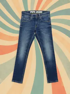 Pepe Jeans Boys Blue Slim Fit Mid-Rise Clean Look Stretchable Jeans