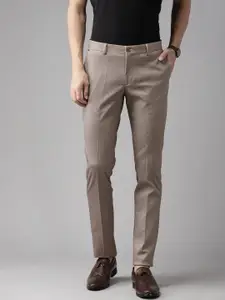 Blackberrys Men Brown Checked B-91 Skinny Fit Low-Rise Smart Casual Trousers