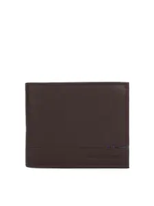 Louis Philippe Men Brown Solid Two Fold Wallet