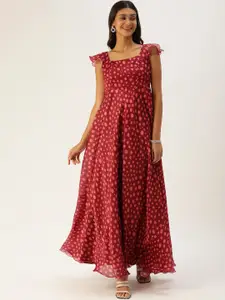 Ethnovog Maroon  Pink Made To Measure Satin Maxi Dress