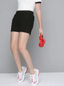 Slazenger Women Black Solid Mid-Rise Sports Shorts