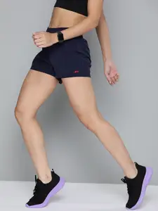 Slazenger Women Navy Blue Solid Mid-Rise Sports Shorts