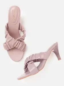 DressBerry Women Dusty Pink Ruched Heels