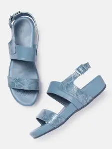 DressBerry Women Blue Textured Wedge Sandals