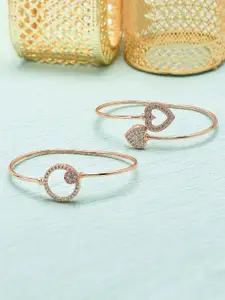 Zaveri Pearls Set of 2 Rose Gold-Plated Bangle-Style Bracelet