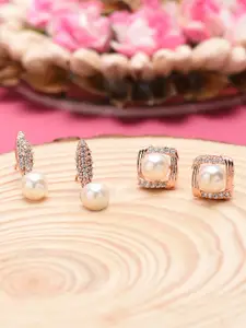 Zaveri Pearls Rose Gold Contemporary Studs