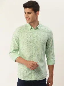 United Colors of Benetton Men Green Slim Fit Floral Printed Casual Shirt