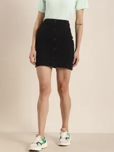 Moda Rapido Black Straight Mini Skirt