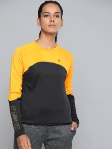 HRX By Hrithik Roshan Lifestyle Women Electric Kumquat Rapid-Dry Colourblock Sweatshirts