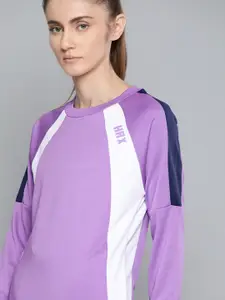 HRX By Hrithik Roshan Lifestyle Women Magic Mauve Rapid-Dry Colourblock Sweatshirts