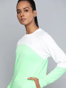 HRX By Hrithik Roshan Lifestyle Women optic white Rapid-Dry Colourblock Sweatshirts