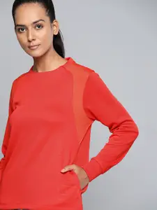 HRX By Hrithik Roshan Lifestyle Women High risk red Rapid-Dry Colourblock Sweatshirts