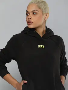 HRX by Hrithik Roshan Women Black Hooded Sweatshirt