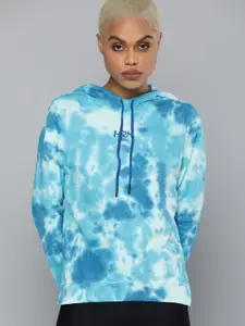 HRX by Hrithik Roshan Lifestyle Women Blue & White Rapid-Dry Brand Carrier Sweatshirt