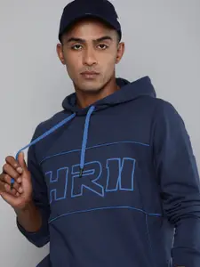 HRX By Hrithik Roshan Lifestyle Men Navy Blue Bio-Wash Brand Carrier Sweatshirts