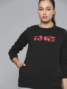HRX By Hrithik Roshan Lifestyle Women Jet Black Rapid-Dry Brand Carrier Sweatshirt