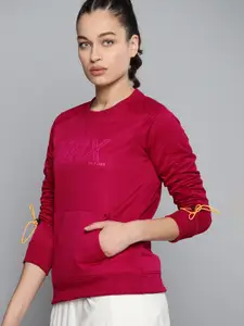 HRX By Hrithik Roshan Training Women Electric Magenta Rapid-Dry Printed Sweatshirt