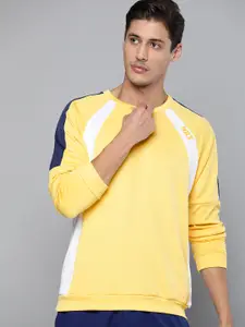HRX By Hrithik Roshan Lifestyle Men Lemon Drop Rapid-Dry Colourblock Sweatshirts
