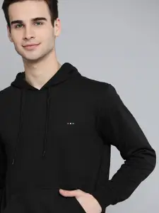 Harvard Men Black Solid Hooded Sweatshirt