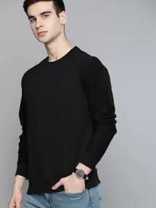 Harvard Men Black Solid Sweatshirt