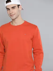Harvard Men Rust Orange Solid Sweatshirt