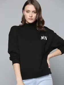Harvard Women Black Solid Sweatshirt With Printed Detail