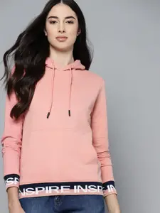 Harvard Women Pink Solid Hooded Sweatshirt