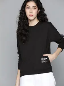 Harvard Women Black Solid Pullover Sweatshirt