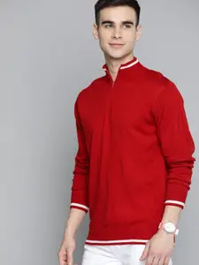 Harvard Men Red Solid Pullover Sweater