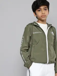 HRX By Hrithik Roshan U-17 Lifestyle Boys Kombu Green Rapid-Dry Solid Jacket