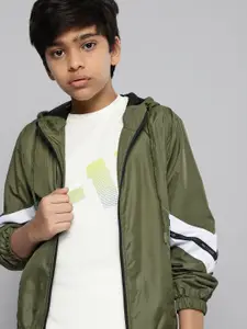 HRX By Hrithik Roshan U-17 Lifestyle Boys Kombu Green Rapid-Dry Colourblock Jackets