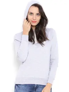 Campus Sutra Grey Hooded Sweatshirt