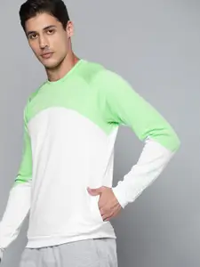 HRX By Hrithik Roshan Lifestyle Men Neo Mint Rapid-Dry Colourblock Sweatshirts