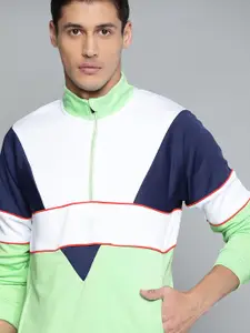 HRX By Hrithik Roshan Lifestyle Men Neo Mint Rapid-Dry Colourblock Sweatshirt