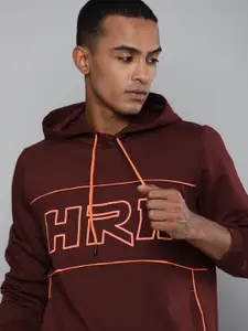HRX By Hrithik Roshan Lifestyle Men Maroon Bio-Wash Brand Carrier Sweatshirts