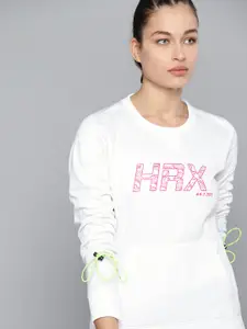 HRX By Hrithik Roshan Training Women Bright White Rapid-Dry Printed Sweatshirts