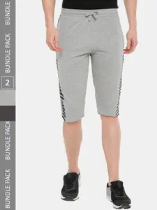 Dollar Men Pack of 2 Grey Solid Regular Fit Cotton Regular Shorts