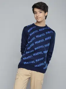 YK Marvel Boys Blue Marvel Patterned Pullover