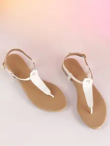 DressBerry Women White T-Strap Flats