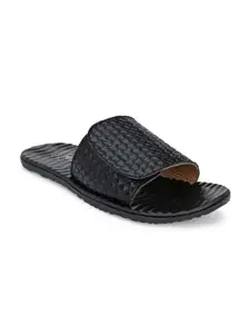 Prolific Men Black Basketweave Textured Comfort Sandals