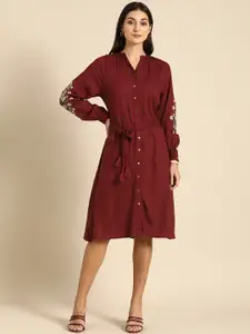 all about you Women Maroon A-Line Dress
