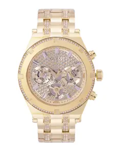 GUESS Men Gold-Toned Embellished Dial Bracelet Style Straps Analogue Watch GW0261G2