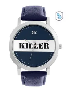 Killer Men Navy & Silver-Toned Brand Logo Print Analogue Watch KL-25C