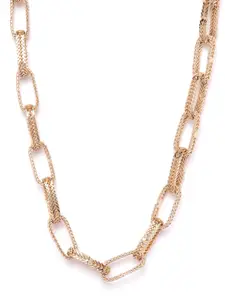 DressBerry Gold-Toned Textured Link Handcrafted Necklace