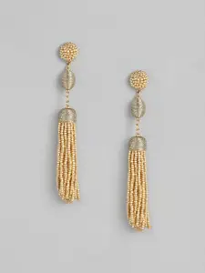 DressBerry Gold-Toned Contemporary Tasselled Drop Earrings